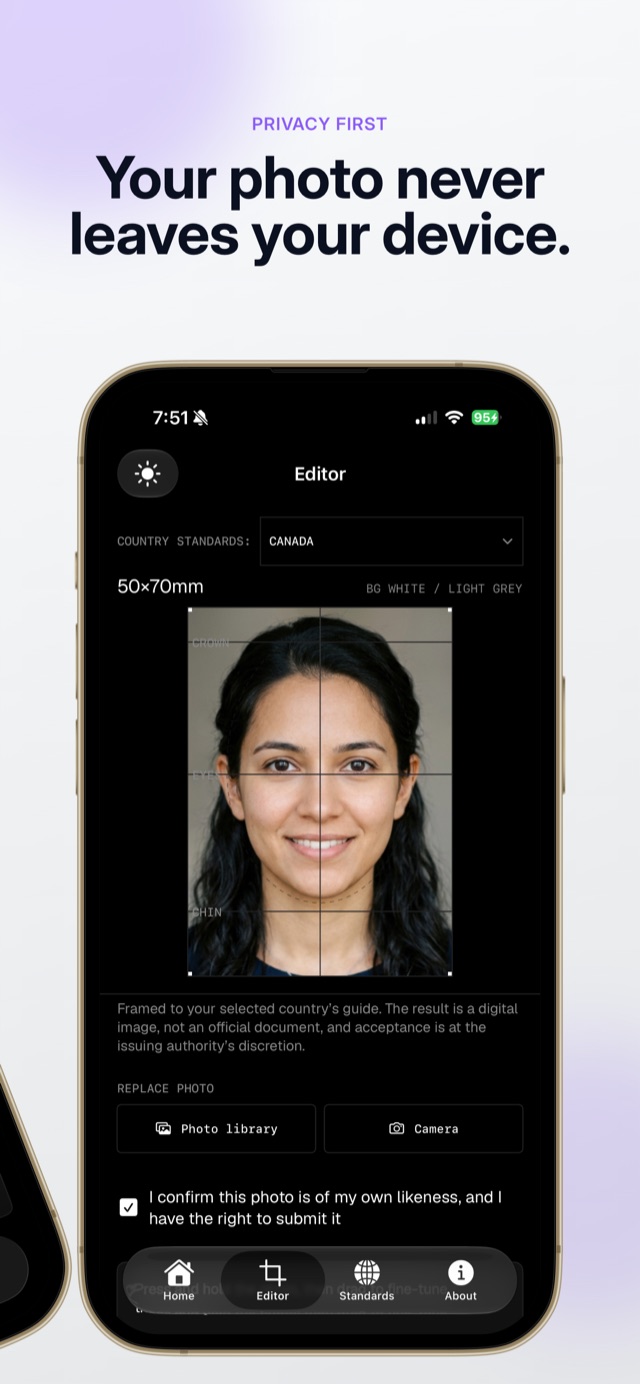 App screen with device frame, bottom view