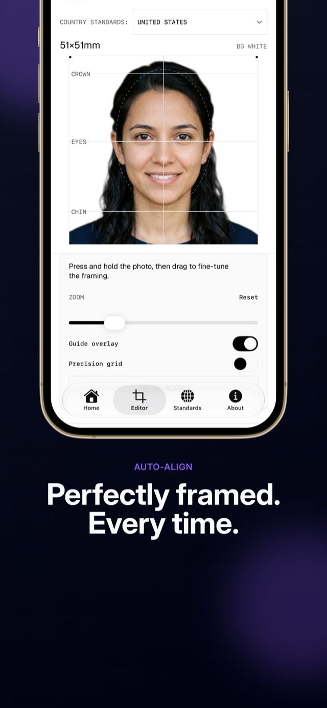App screen with device frame, top view