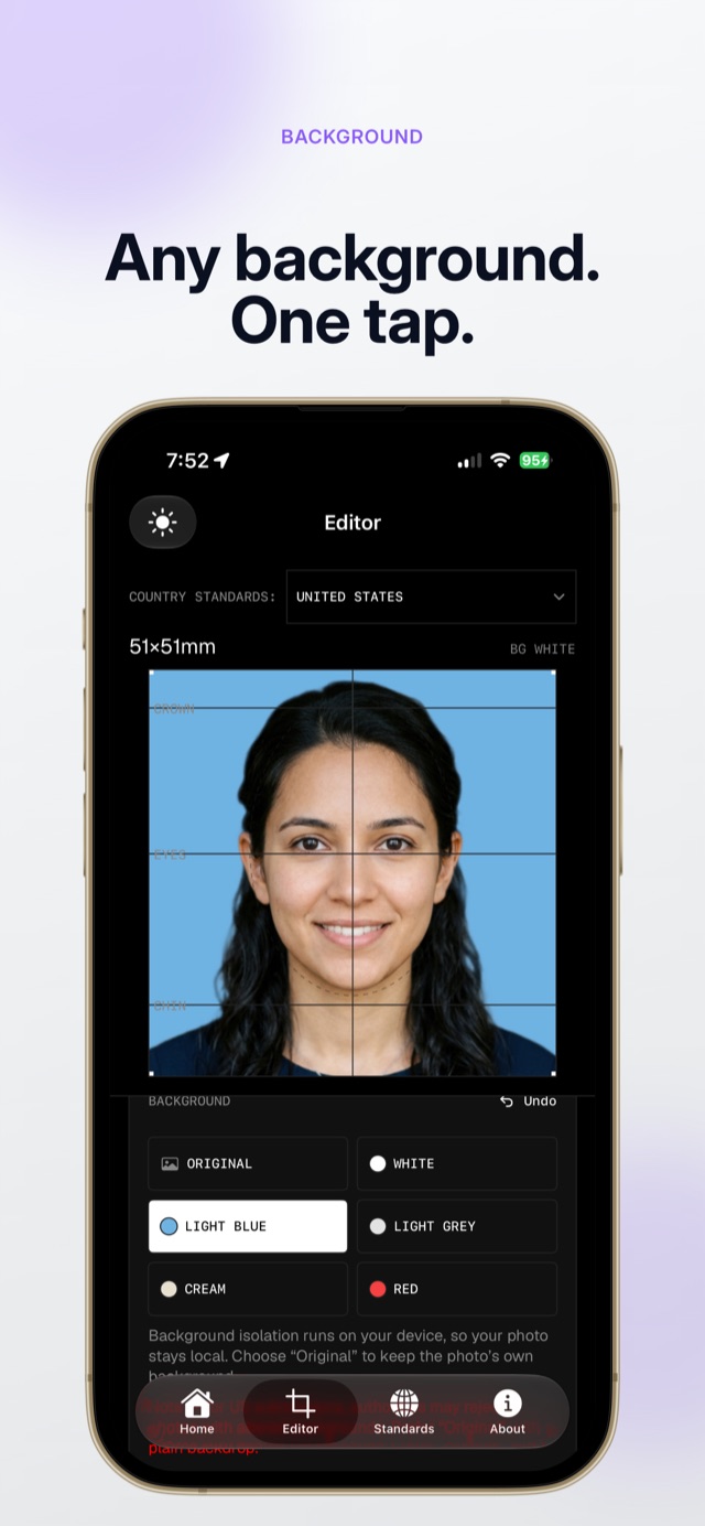 Editor screen with device frame, bottom view