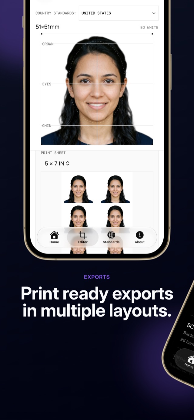Editor screen with device frame, top view